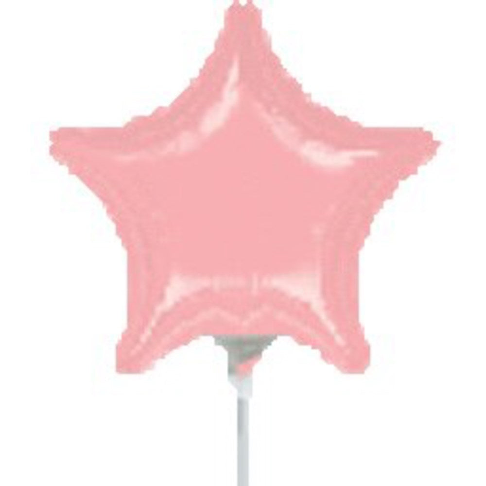 Pastel pink star-shaped foil balloon with a smooth, shiny surface and 4-inch size.
