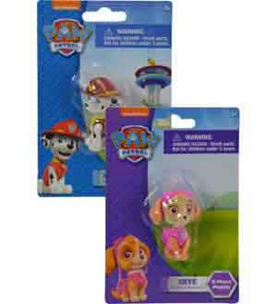 Paw Patrol 3D eraser shaped like Skye character in pink outfit on green and purple backing card.