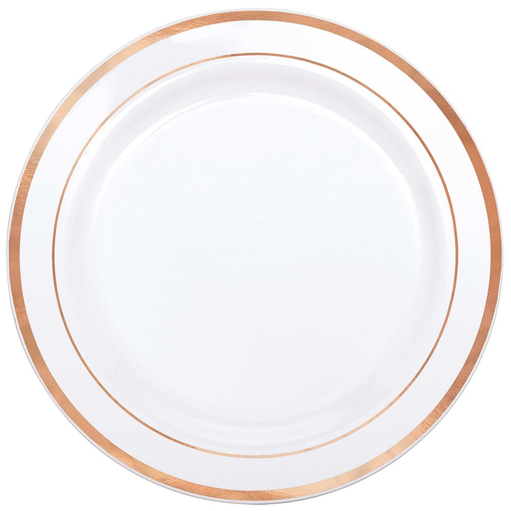 White round plate with double rose gold trim, 7.5 inch premium tableware.