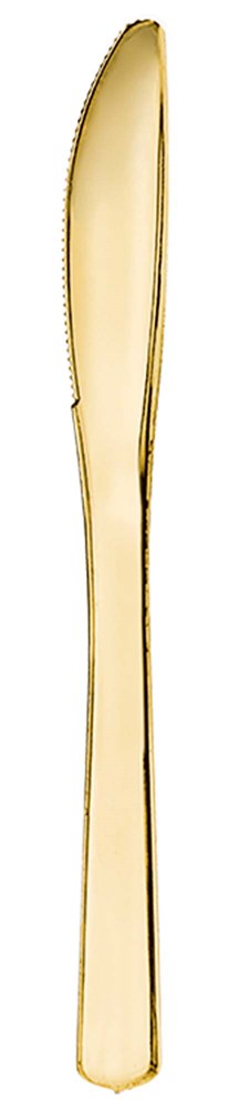 Single gold-tone plastic knife with a smooth, rounded blade and flat handle.