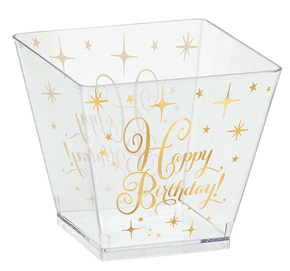 Cubo de Cumpleaños Dorado Mini Plastico 30ct