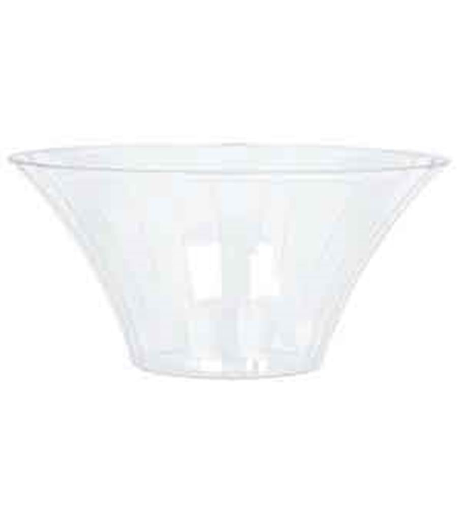 Clear glass medium bowl with a wide flared rim and smooth curved sides.