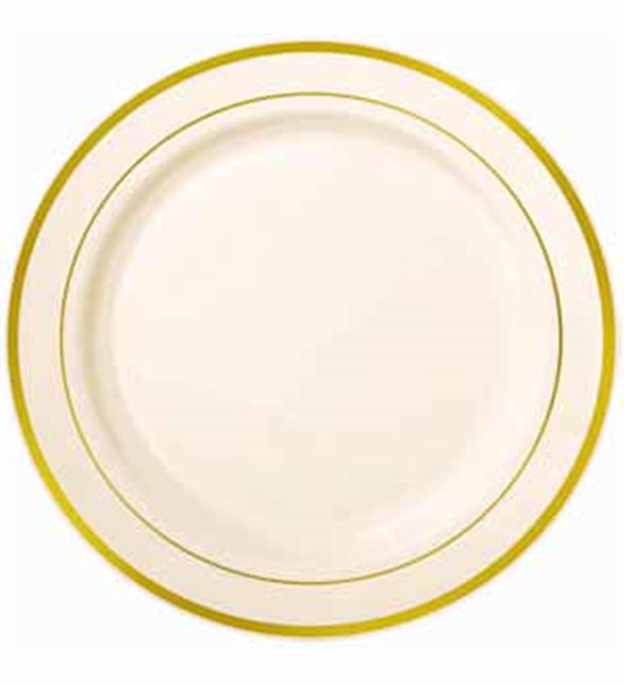 Plato Plástico Premium Adornos Dorados (L)12ct