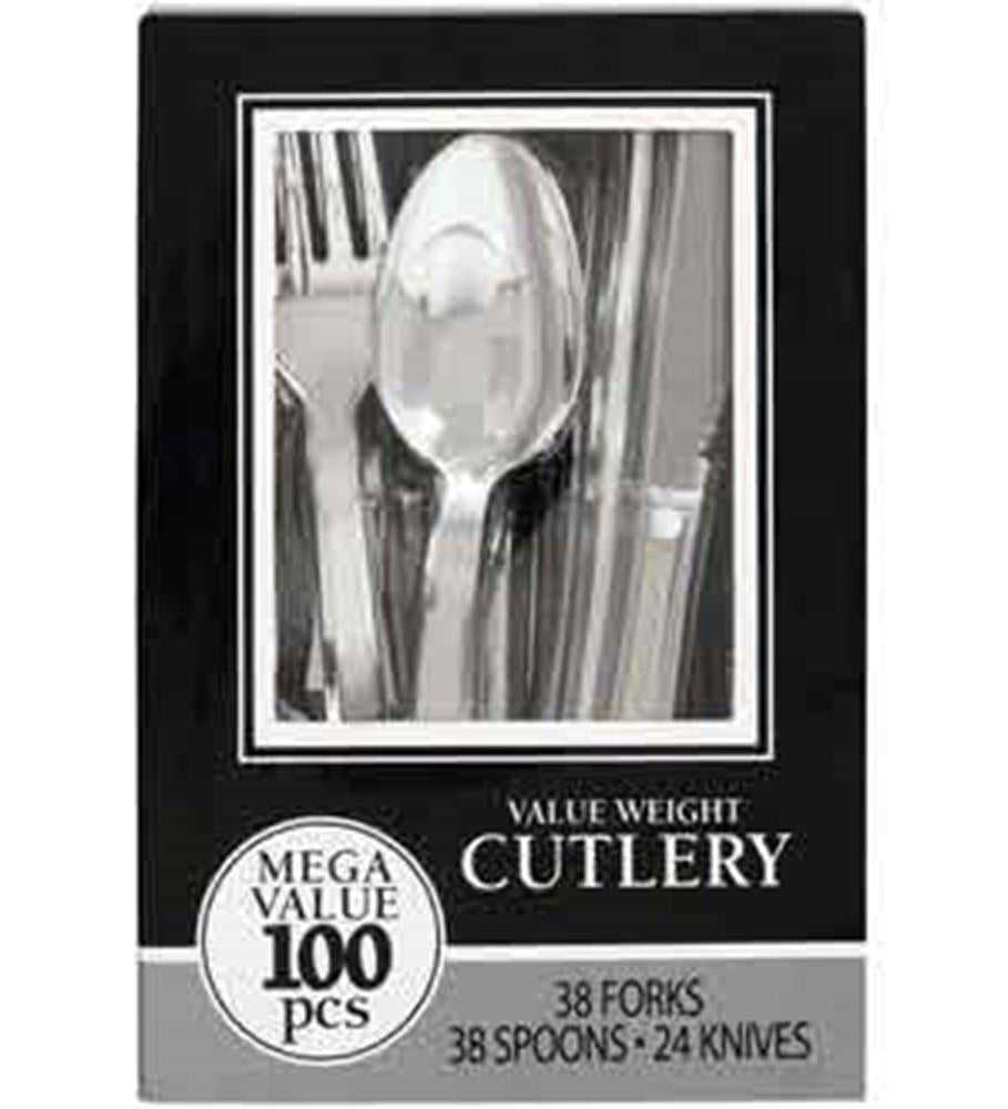 Silver Box Assrtd Cutlery 100ct