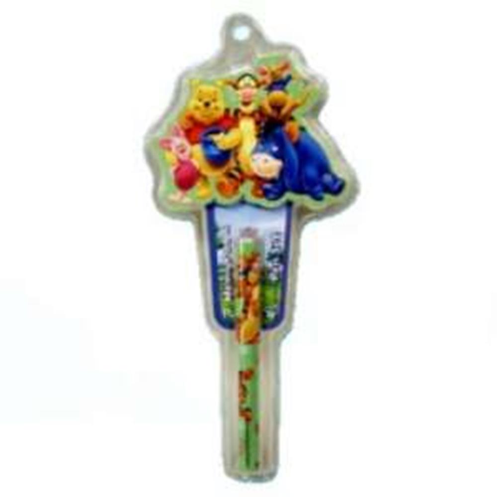Winnie the Pooh-themed memo pad shaped like characters with matching green pen featuring small character prints.