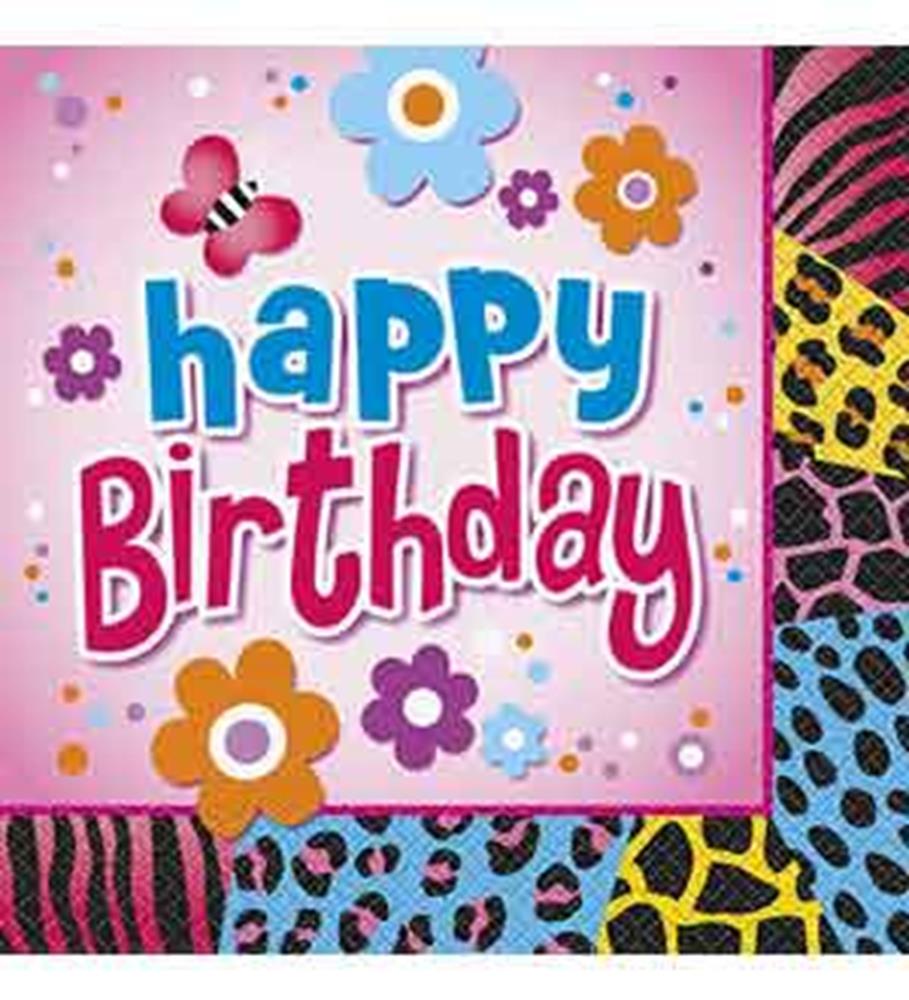 Wild Birthday Napkin (L) 16ct