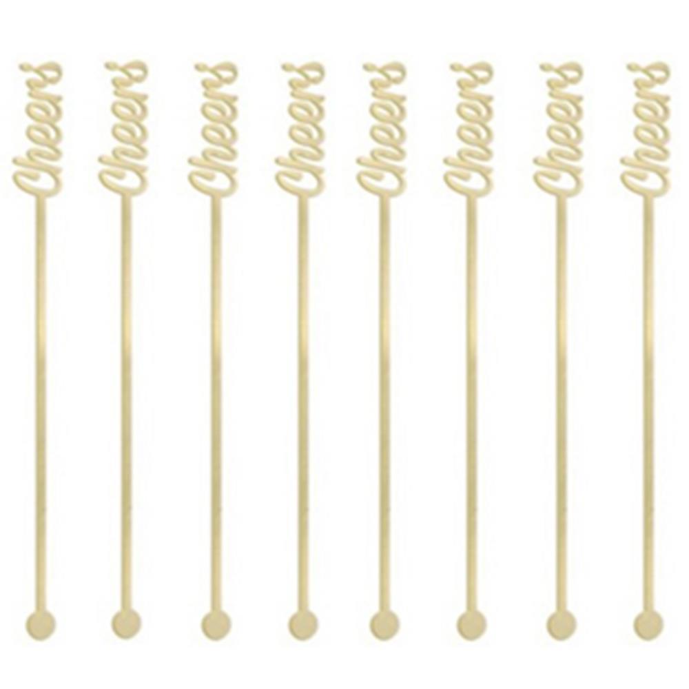 Drink Stirrer Cheers Gold 7.5in 12ct