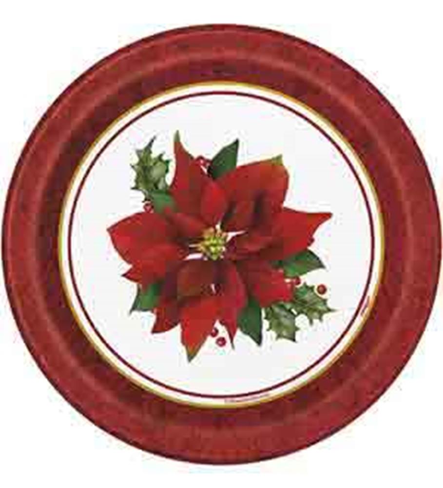 Holly Poinsettia Plate (S) 8ct