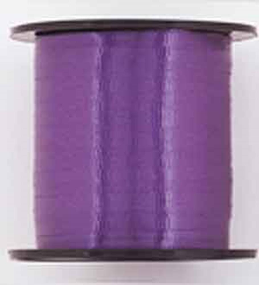 Spool of vibrant purple curling ribbon with a smooth, shiny texture on black plastic reel.