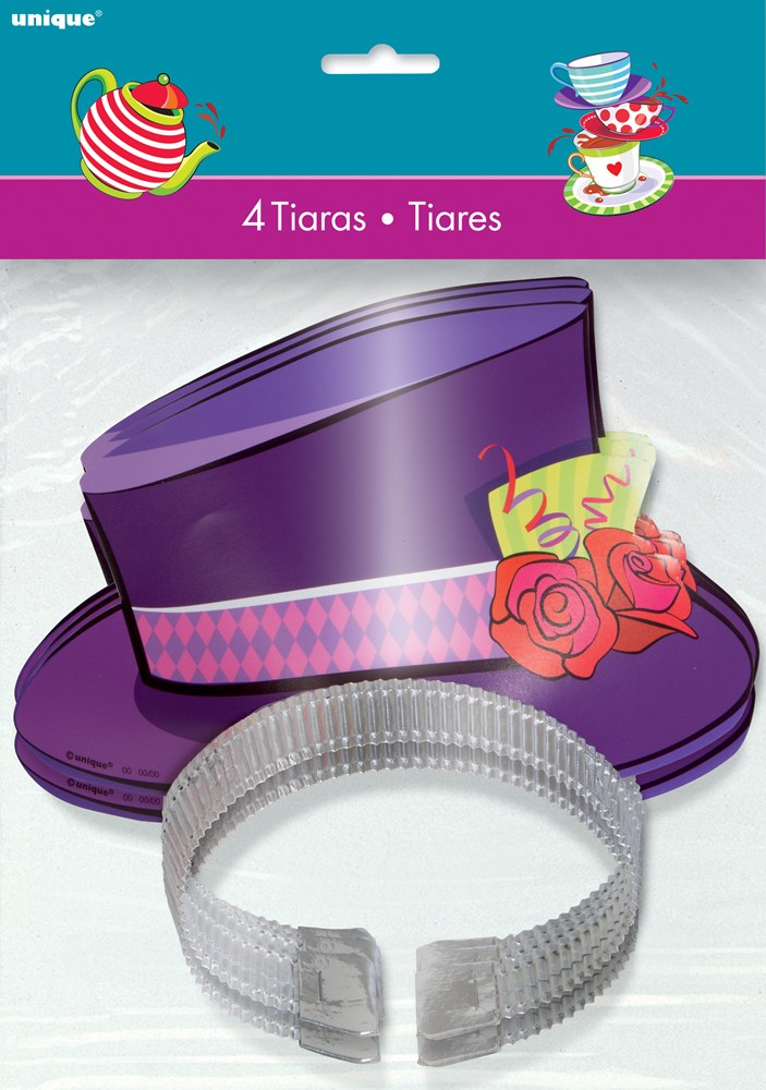 Tiaras de sombrero de copa para fiesta de té del Sombrerero Loco, 4 unidades