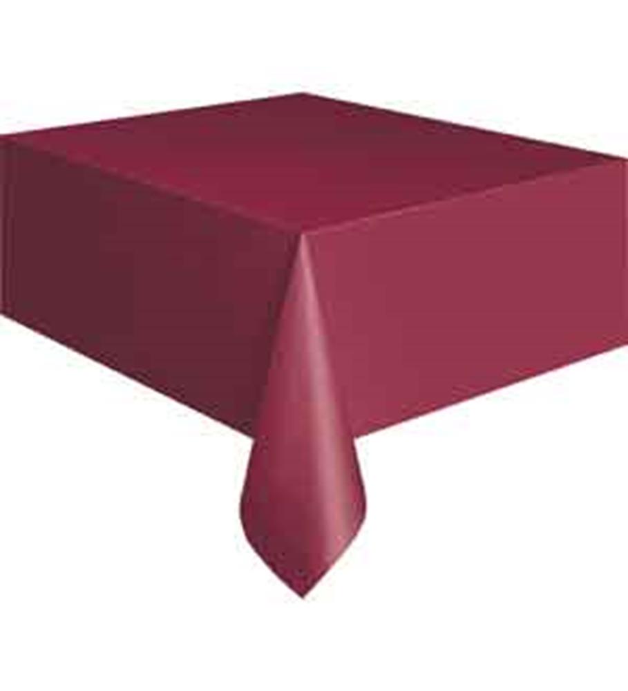 Rectangular burgundy tablecover with smooth fabric and clean edges.