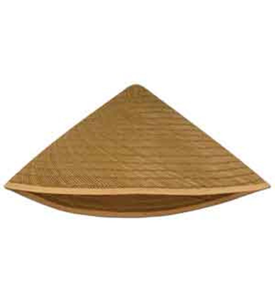 Traditional Asian conical straw hat with a natural woven texture and wide brim.