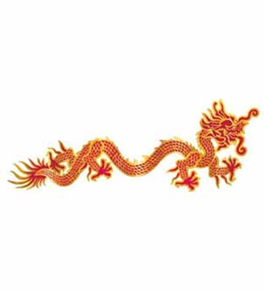 Red and gold jointed dragon figurine with intricate scale detailing and articulated limbs.