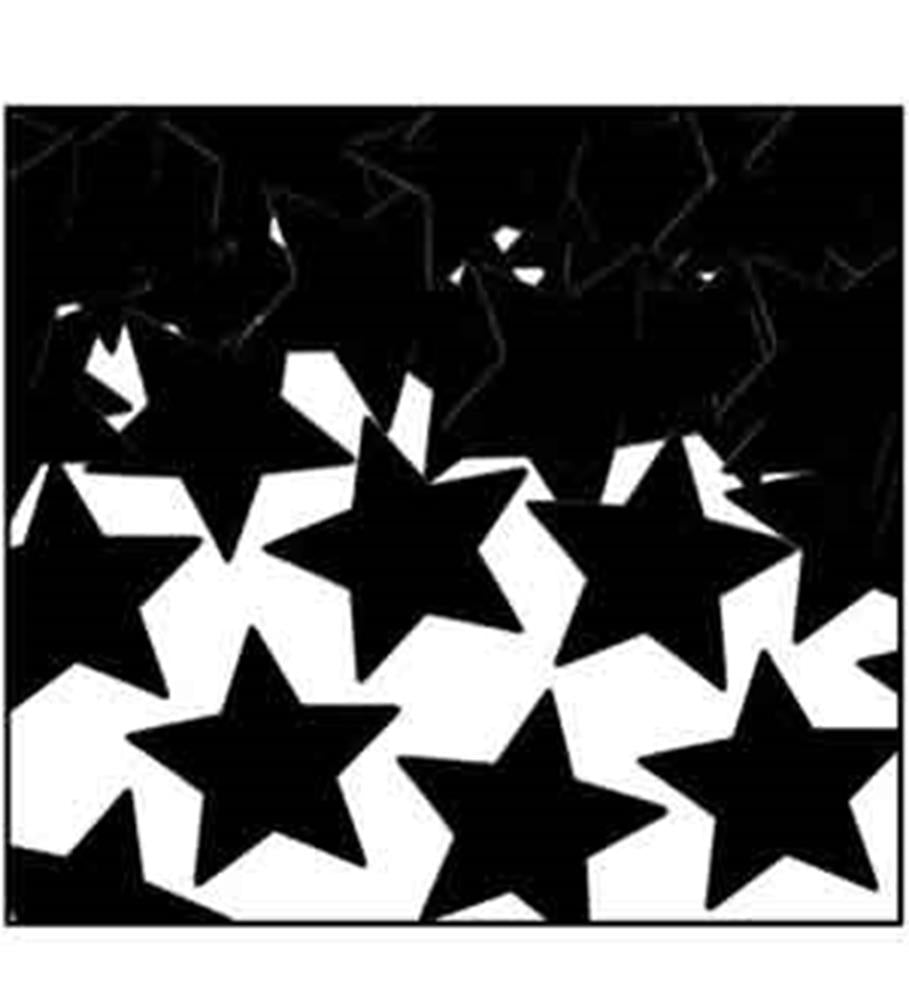 Black star-shaped cutouts scattered on a white background for party decor.