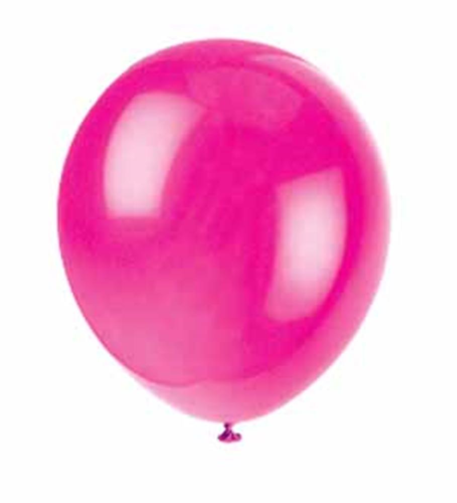 Magenta shiny 12-inch latex balloon with a round shape and inflated texture.