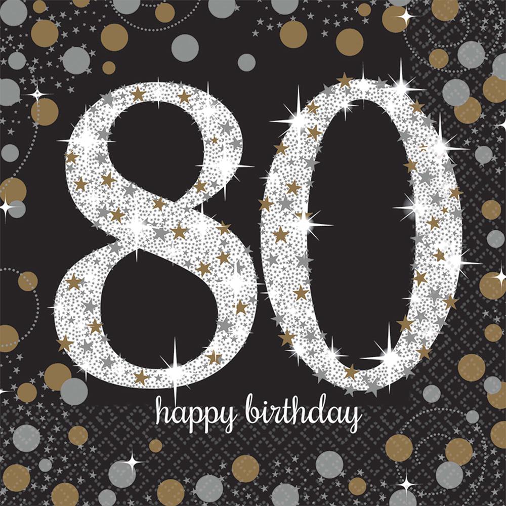 Sparkling Celebration Happy Birthday 80 Luncheon Napkin 16ct