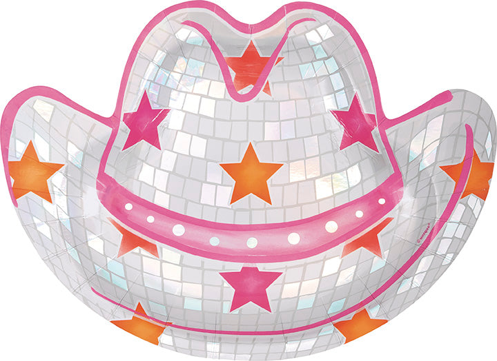 Disco Hat Shape 10 inch x 7 inch Plates 8ct