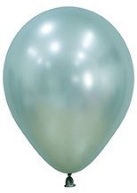 Glossy cool mint green 5-inch latex balloon with silk finish and tied neck.