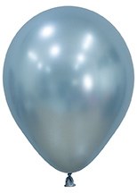 Single 5-inch pearlized arctic blue latex balloon, smooth and glossy surface, tied at the bottom.