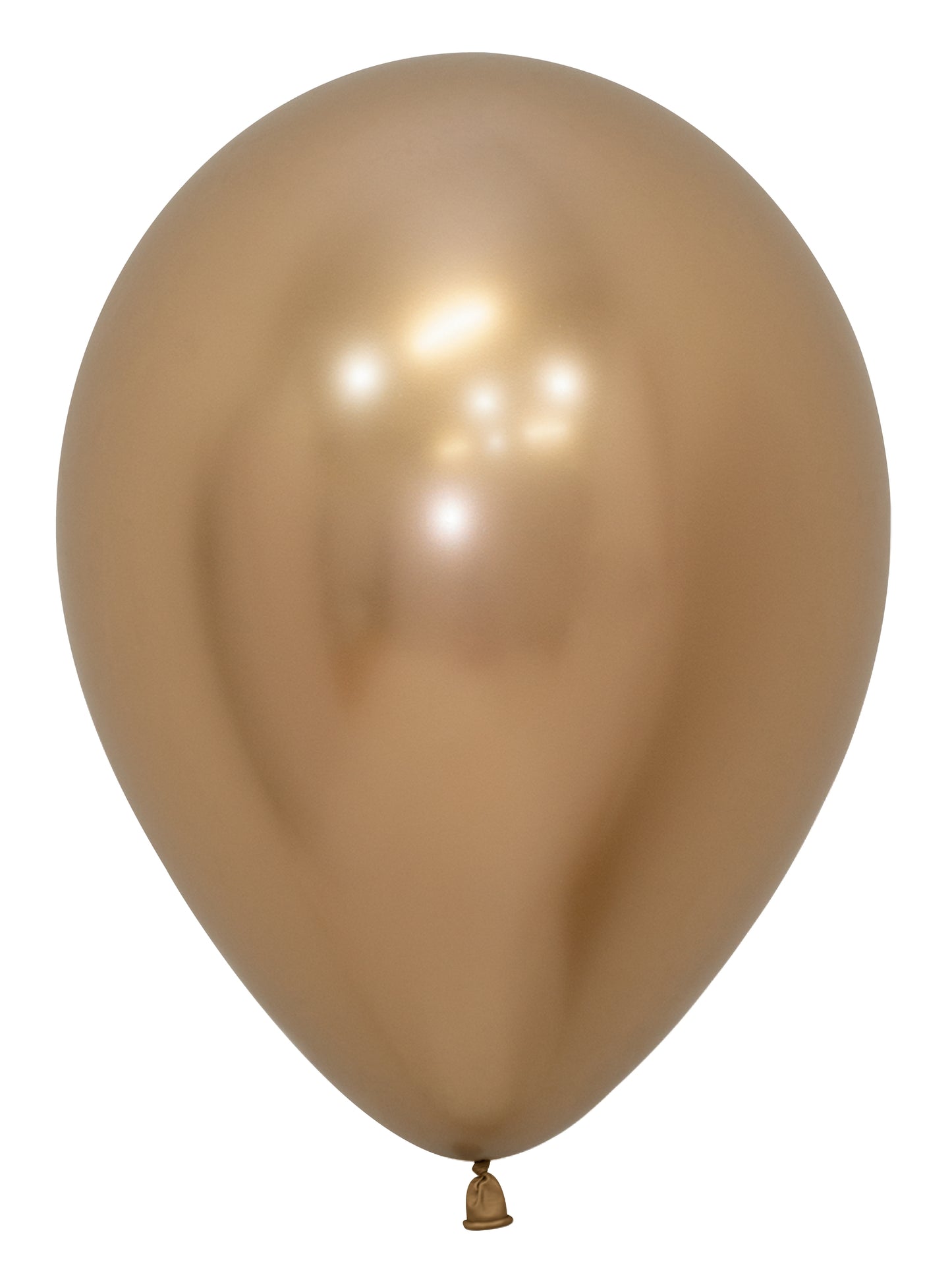 Glossy gold latex balloon with a smooth, reflective surface, 9-inch round shape.