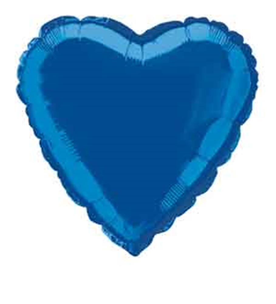 Royal blue foil heart-shaped balloon with smooth, shiny surface and sealed edges.