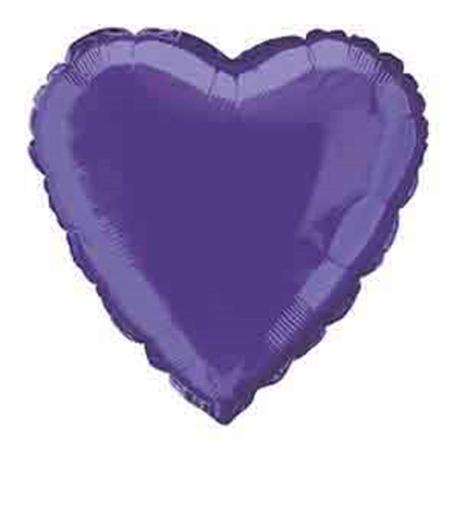 Deep purple 18-inch shiny foil balloon in a heart shape with smooth, reflective surface.