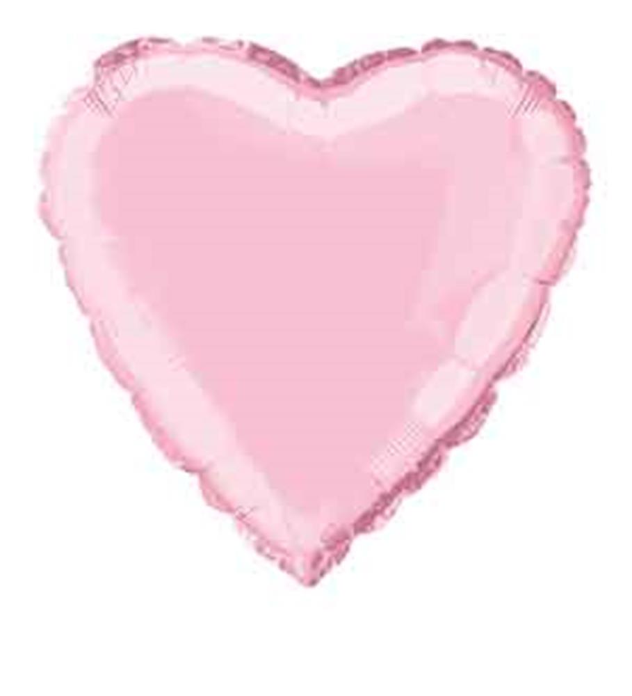Pastel pink heart-shaped foil balloon with smooth, shiny surface, 18 inches wide.