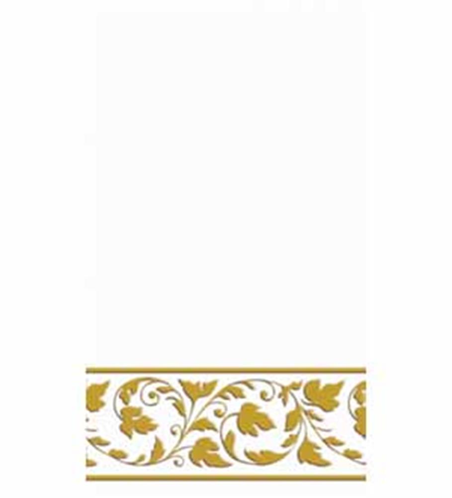 White guest towel with intricate gold 24ct trim featuring elegant floral and vine patterns.