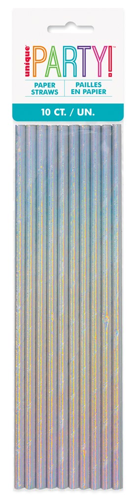 Pajitas de papel únicas para fiestas, 10 ct, iridiscentes