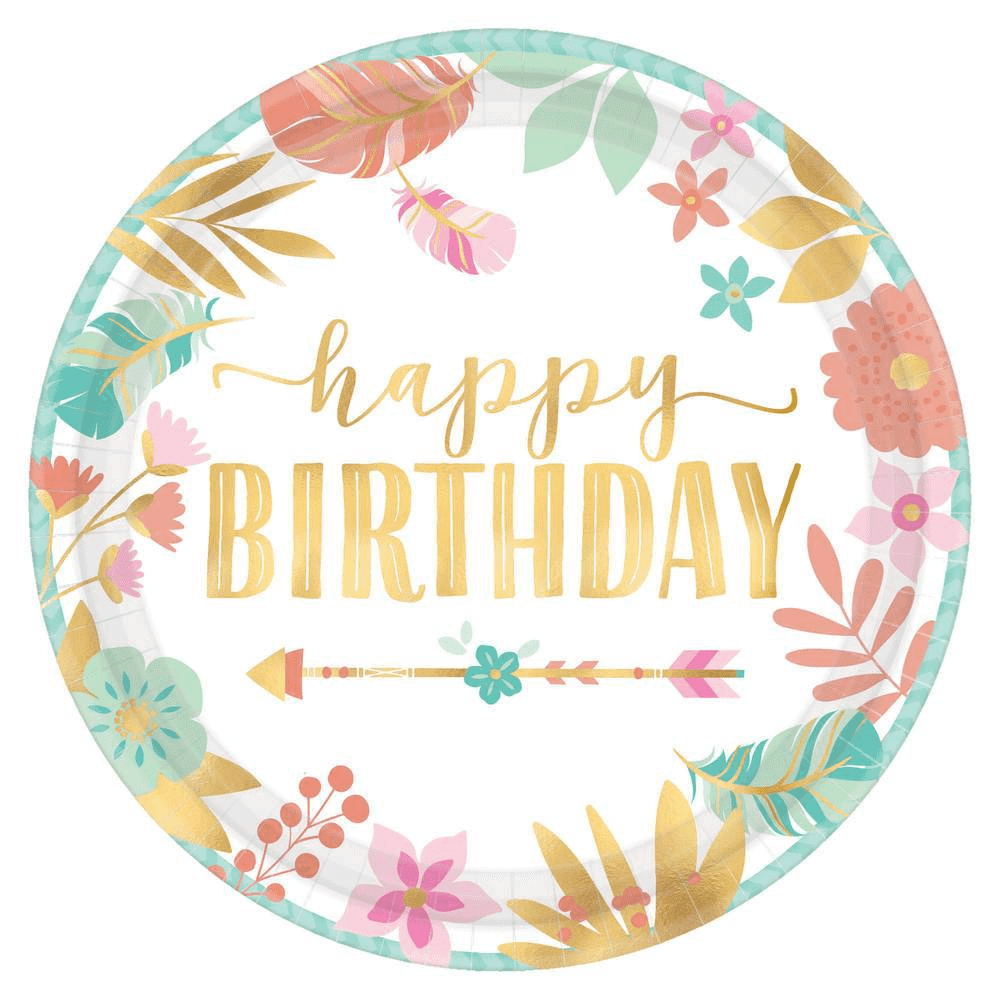 Plato(s) de niña de cumpleaños boho 8ct