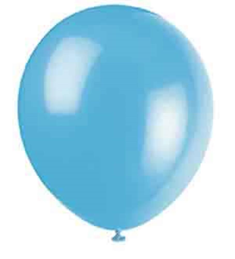 Teal-colored round latex balloon inflated and tied at the bottom.