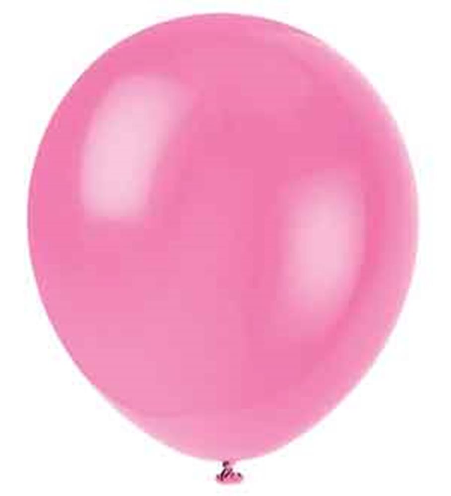 Round 12-inch bubble gum pink latex balloon with glossy finish.