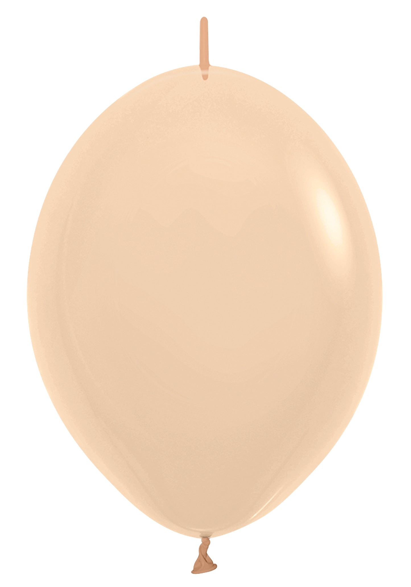 12 inch pastel matte peach latex balloon with a smooth, round shape and tied end.