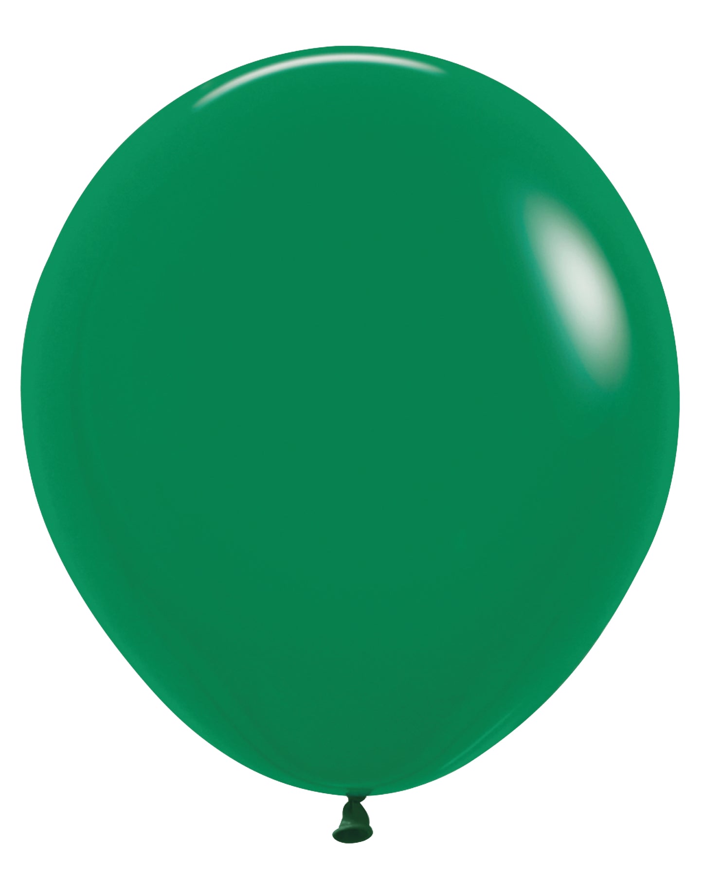 Round forest green latex balloon inflated to full size with a glossy finish.
