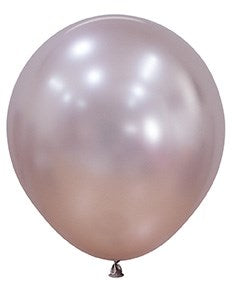 18-inch round latex balloon in a soft, shiny silk pink color with a smooth surface.