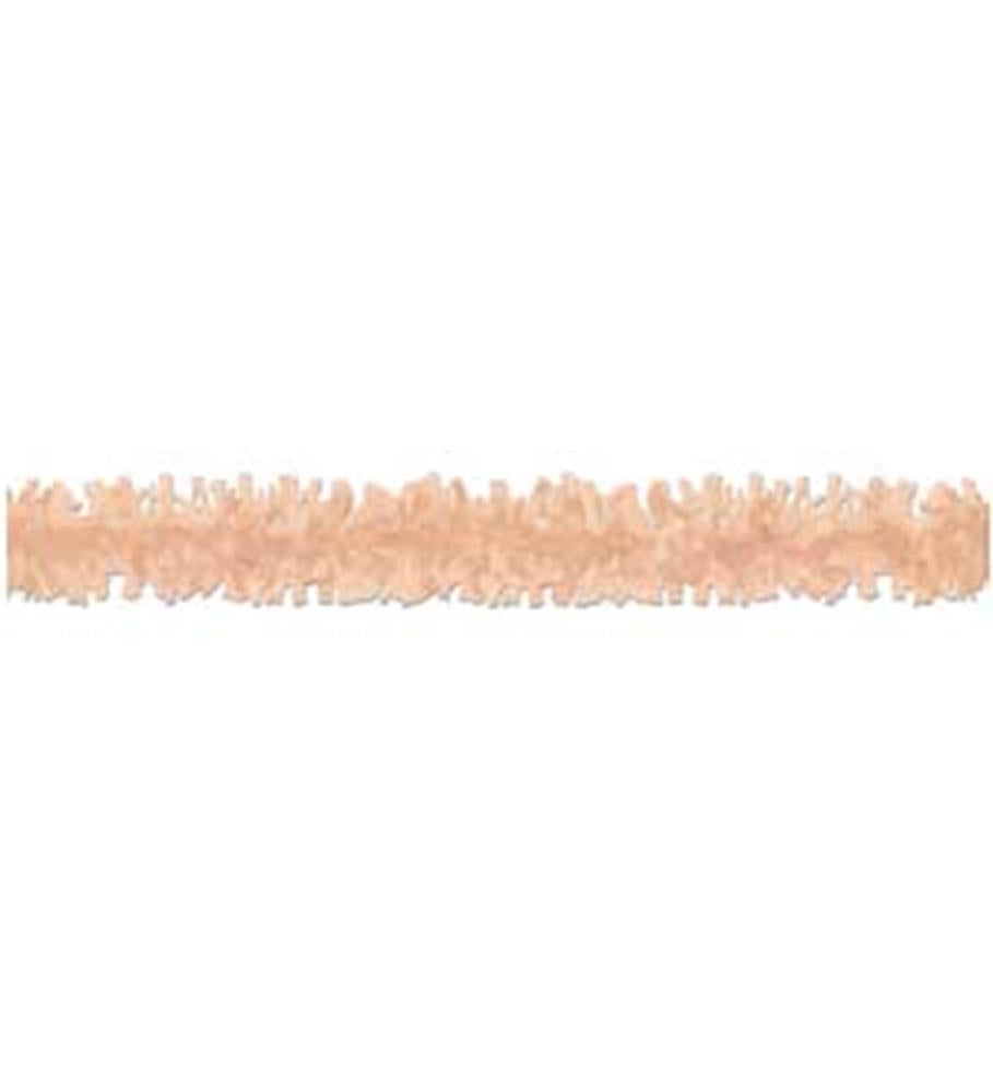 25ft peach-colored paper festooning with ruffled texture for party decoration.