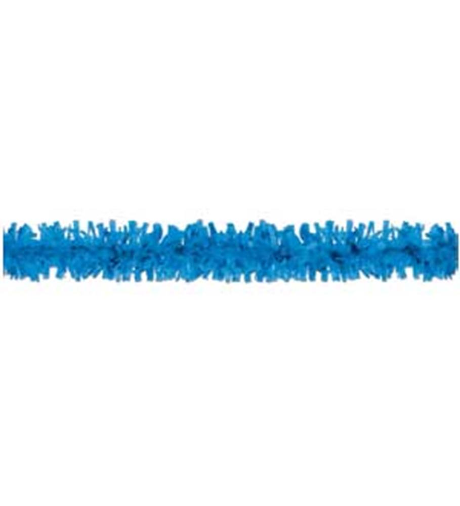 Blue plastic festooning garland with fringed edges, 25 feet long for party decoration.
