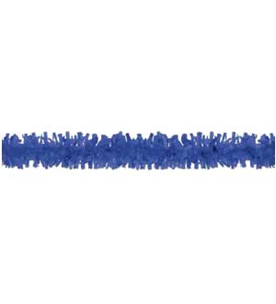 25ft medium blue plastic festooning with fringed, textured design for party decoration.