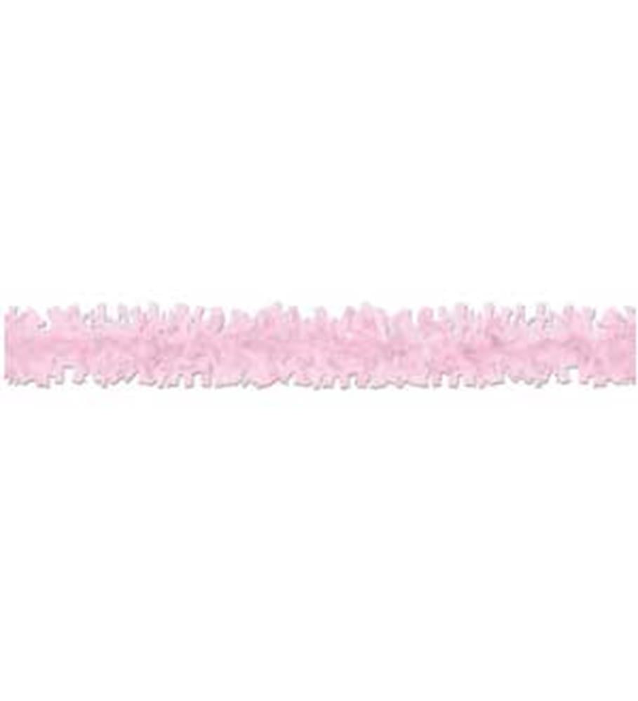 25ft pink crepe paper festooning with ruffled texture for party decoration.