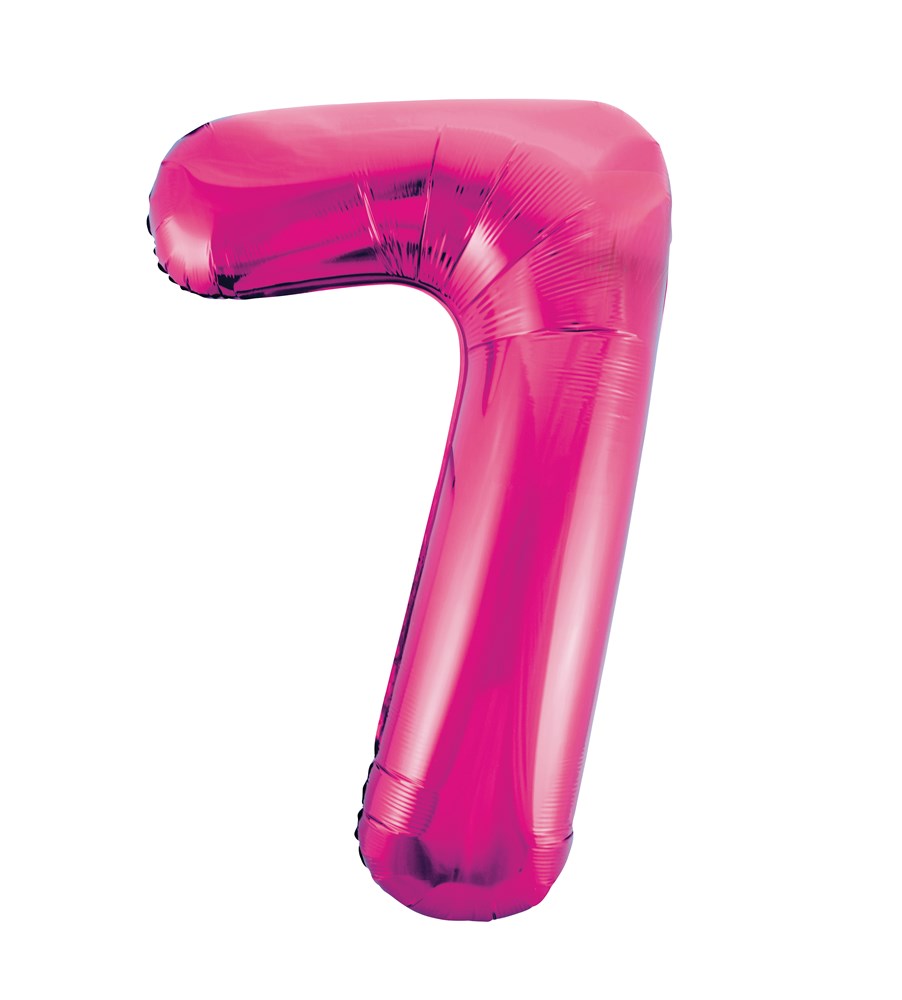 34-inch shiny pink foil balloon shaped as the number 7.