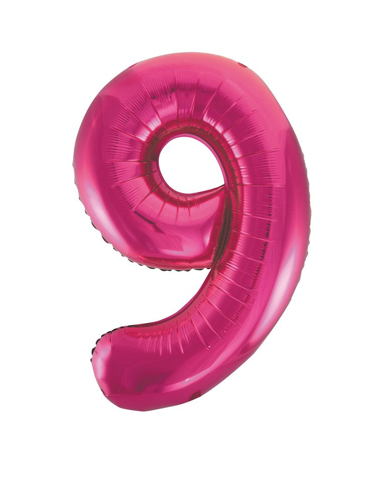 34-inch shiny pink foil balloon shaped as the number 9.