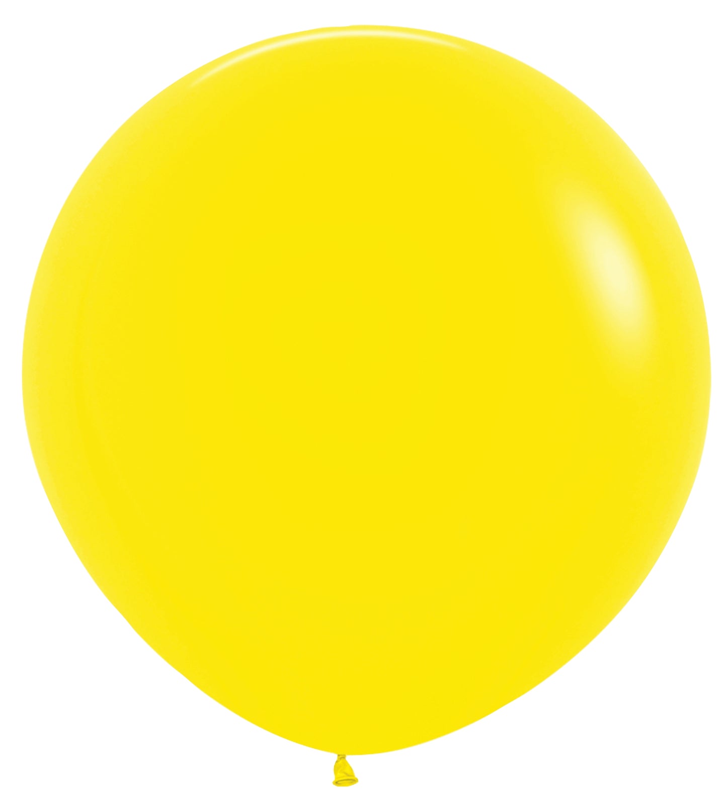 Bright yellow round latex balloon inflated, smooth glossy surface.