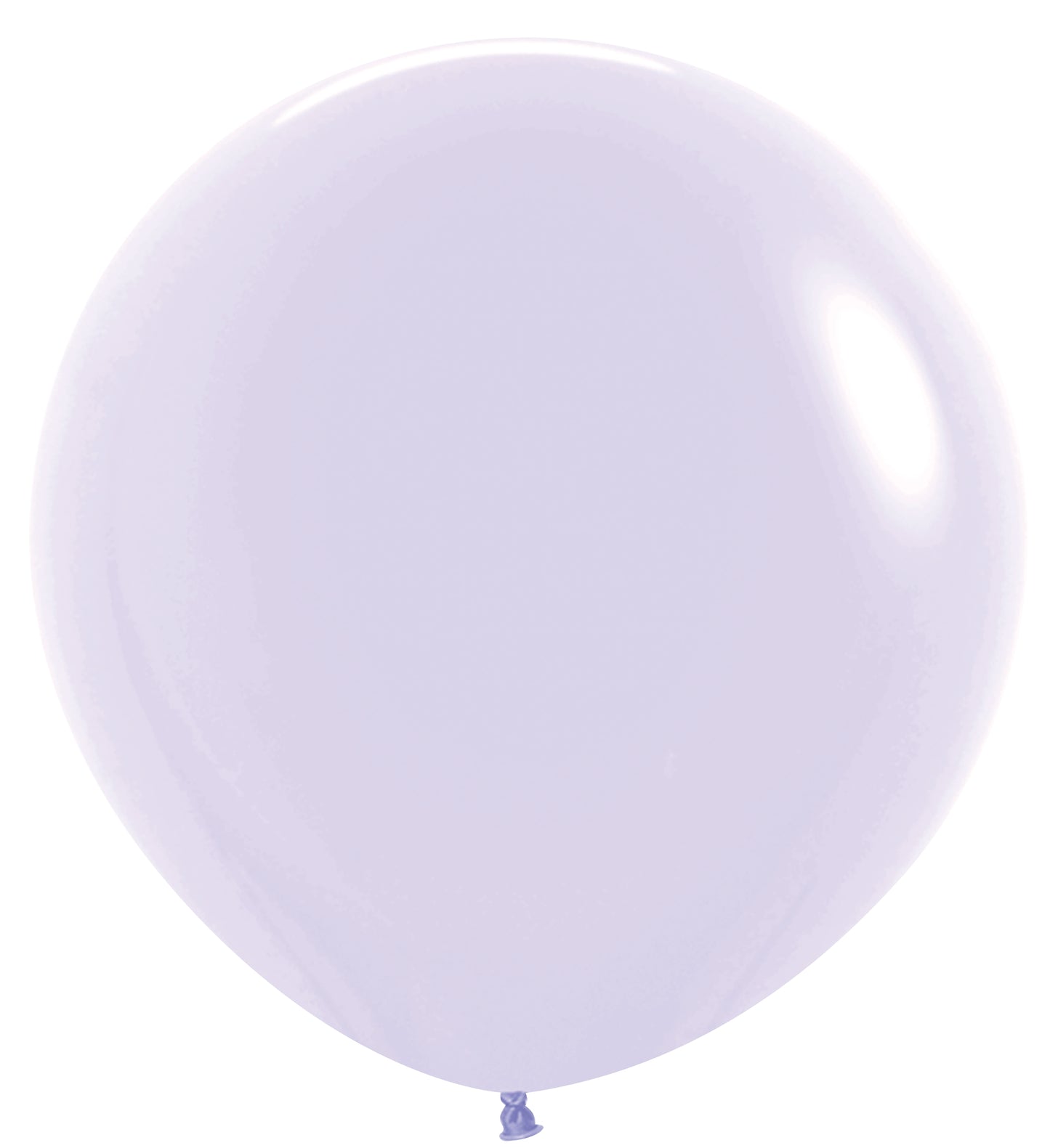 36-inch pastel matte lilac latex balloon inflated and round-shaped.