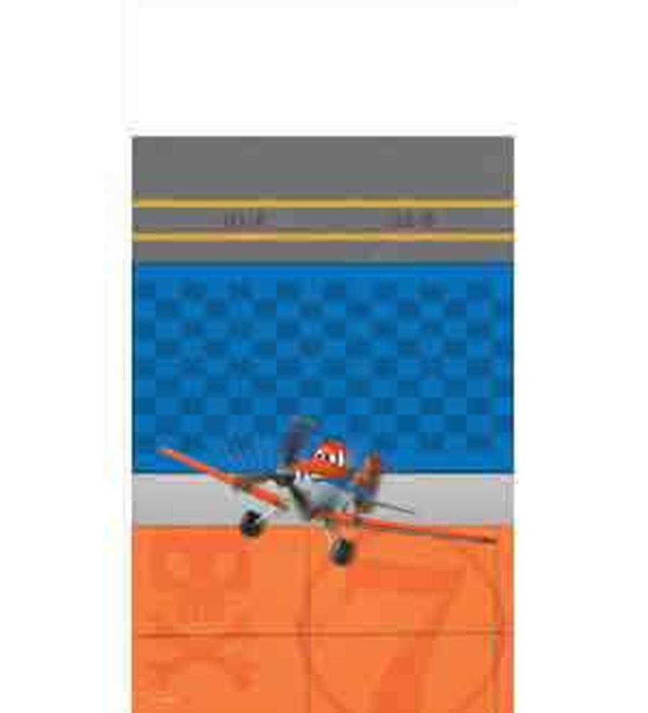 Rectangular plastic tablecover with Disney Planes character, bright blue background, and airplane graphics.