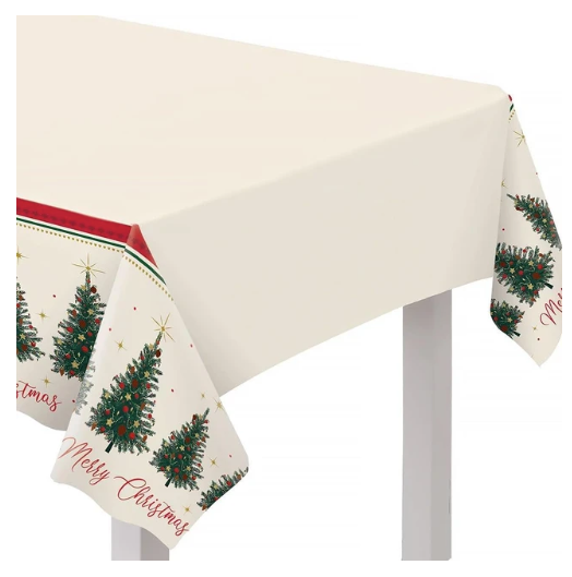 Christmas Elegant Evergreen Plastic Tablecover