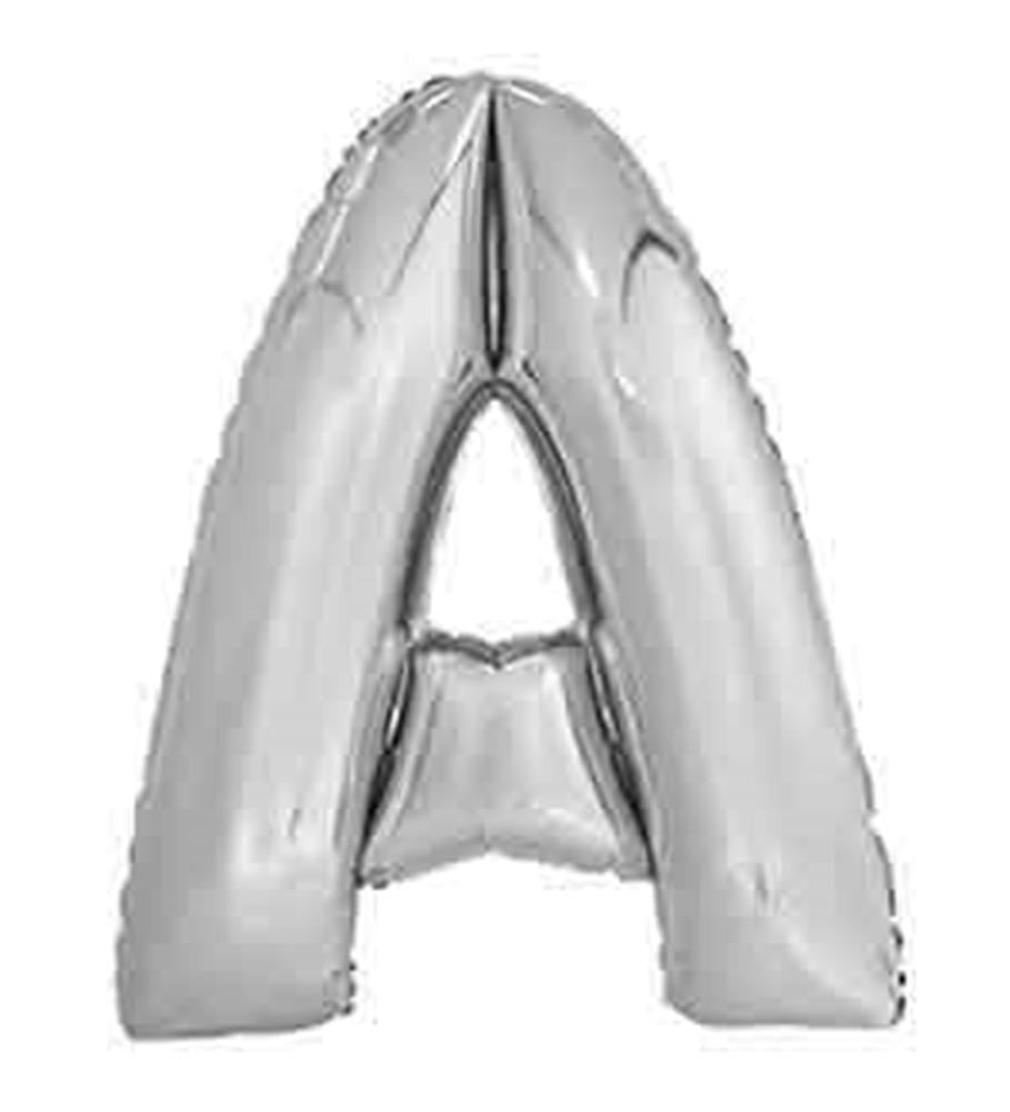 34-inch silver foil balloon shaped like the letter A.
