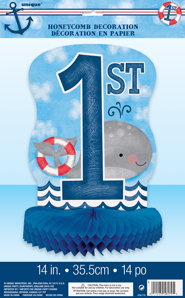 Nautical 1st Birthday Honeycomb Centerpiece 14in