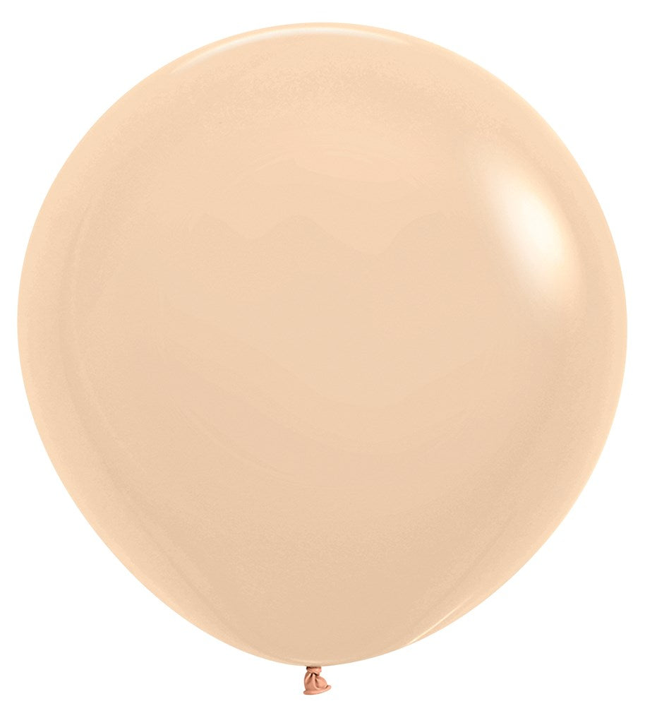 Round 24-inch pastel matte peach latex balloon with smooth surface and soft color tone.