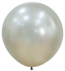 24-inch cream pearl latex balloon with a smooth, shiny finish and round shape.