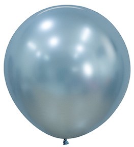 Large 24-inch round latex balloon in shiny silk arctic blue color with smooth surface.
